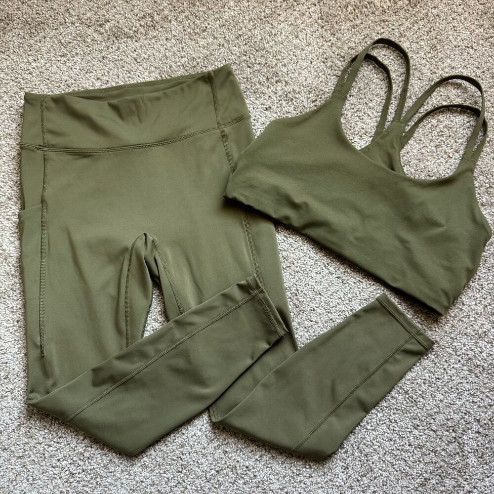 Utility Green Legging Sports Bra Workout Set Motion360